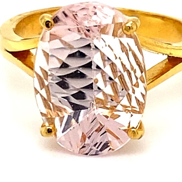 Morganite 6.29ct Solid 22K Yellow Gold Ring - Picture 6 of 6